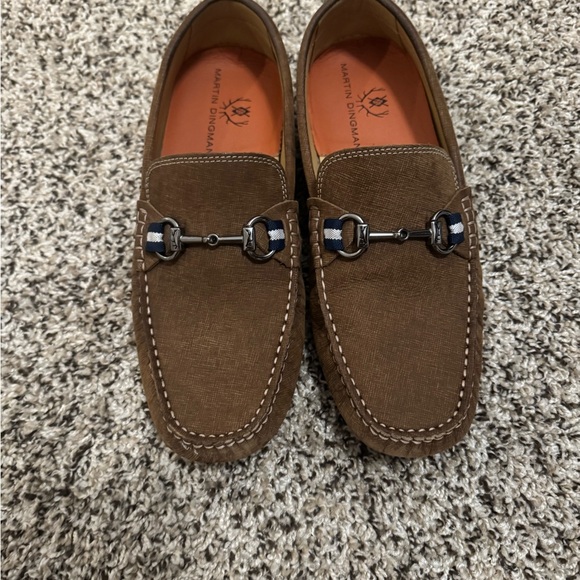Martin Dingman Tan Loafers with Metal Accent - Picture 1 of 6